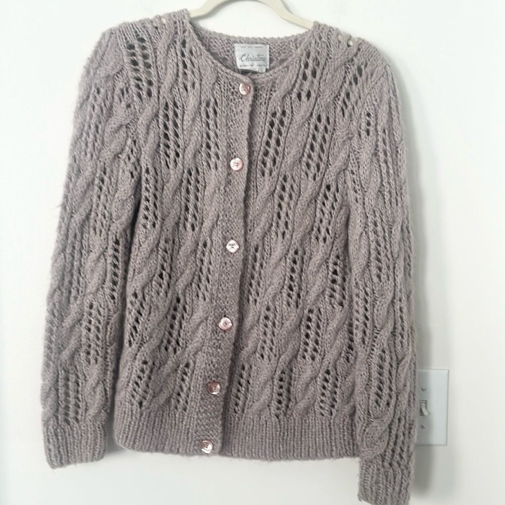 Christine Vintage Hand Knit Wool Blend Cardigan Sweater S